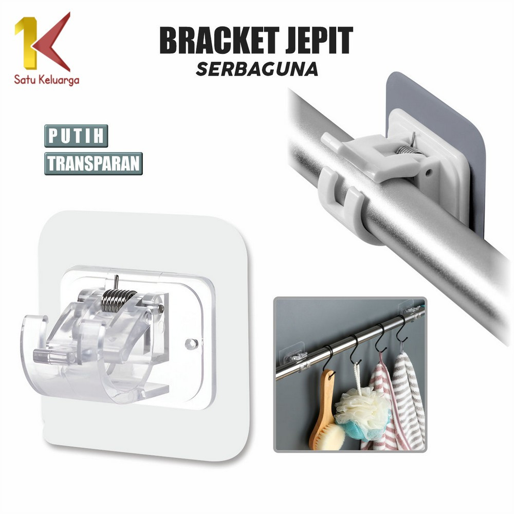 Satu Keluarga Bracket Jepit Serbaguna C1017 Braket Gorden Hook Tirai Flexible Multifungsi Transparan