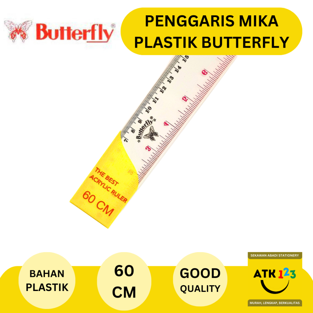 

BUTTERFLY Penggaris Mika Plastik 60 cm Merk Butterfly