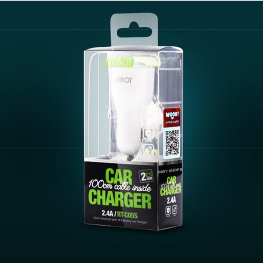 MH - Charger Mobil Robot 2 Usb - Car Charger C05S - Saver 2A Original