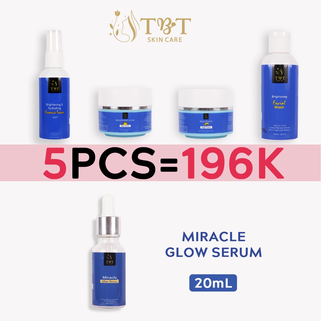 Spesial Bundle TBT SKIN CARE 5in1 Paket Komplit Miracle Glow Serum - Paket Skincare BPOM Mencerahkan