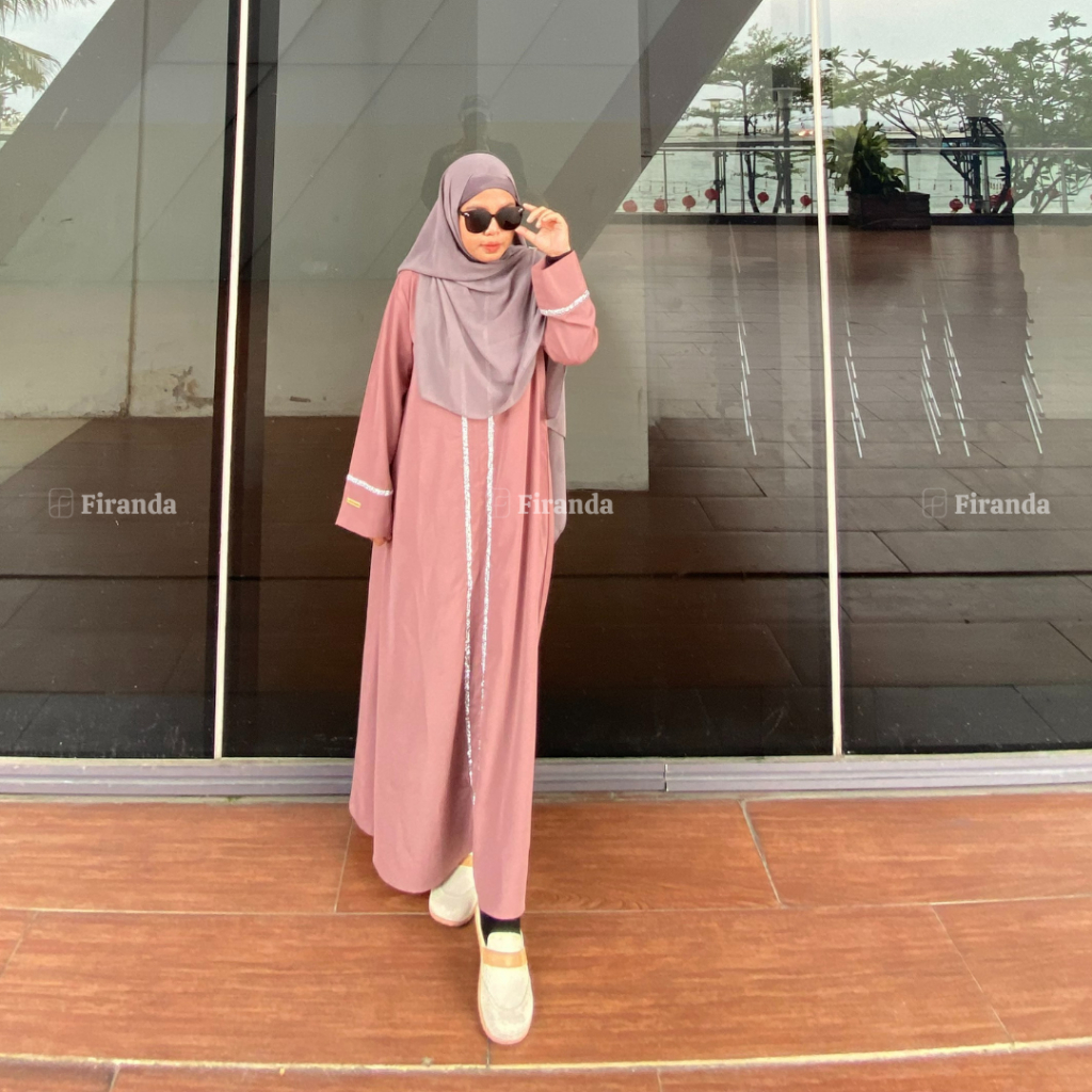 NEW Firanda Abaya Nazwa - Gamis Arab Hitam Wanita Dewasa Mewah Payet Basic Dress Umroh Lebaran