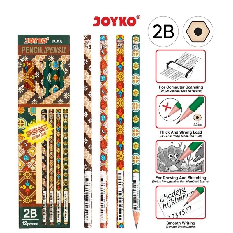 

Pensil / Pencil 2B Joyko P-98 Motif Batik (Lusinan)