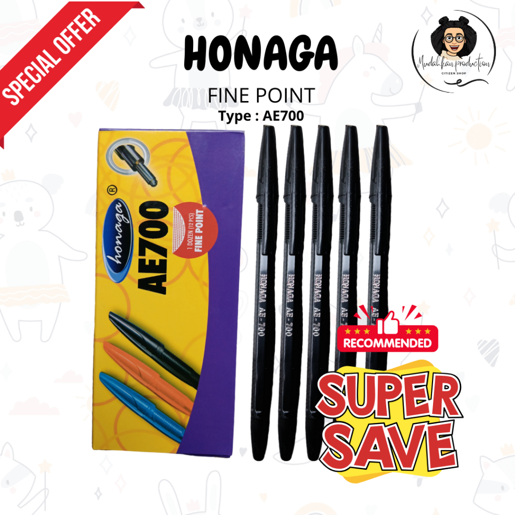 

PULPEN MURAH HONAGA AE700 ( 3 mm ) | 1 PACK ISI 12 | 1 PACK ISI 6 | TINTA HITAM