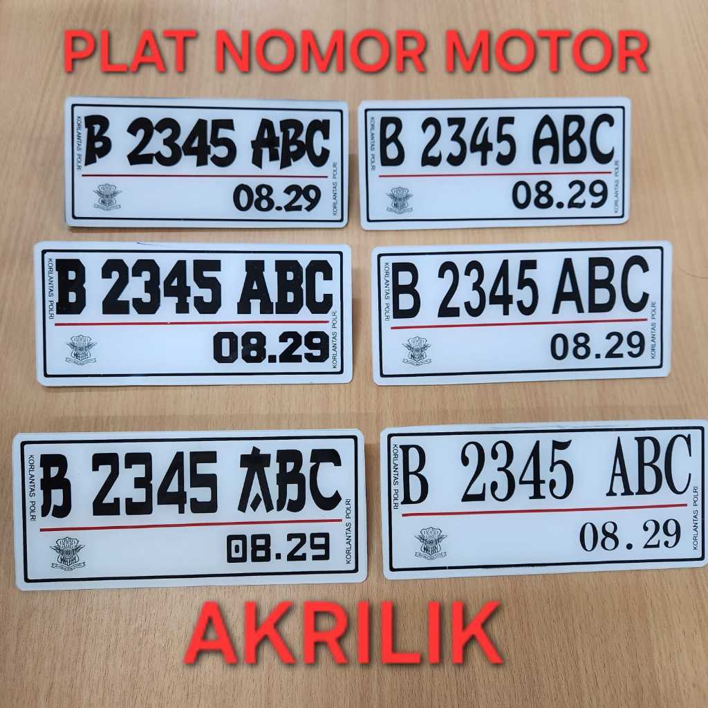 Plat nomor motor mika akrilik plat costum plat nomor motor variasi 22x9cm