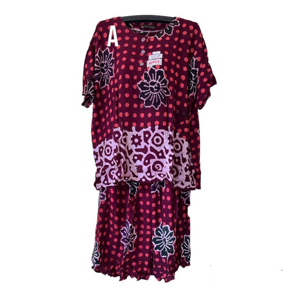 Kencana ungu setelan kulot jumbo 5L batik kencana ungu label hitam KUH