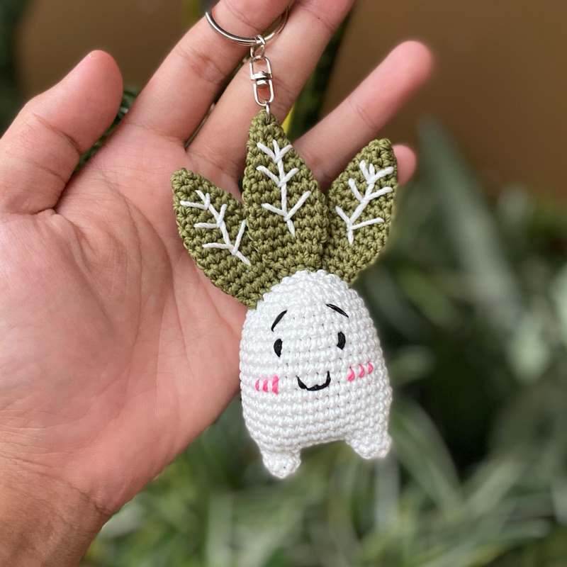 Souvenir Gantungan Kunci Mandrake Rajut Mini Amigurumi Mandrake Keychain Cute Crochet Mini Gift Hand