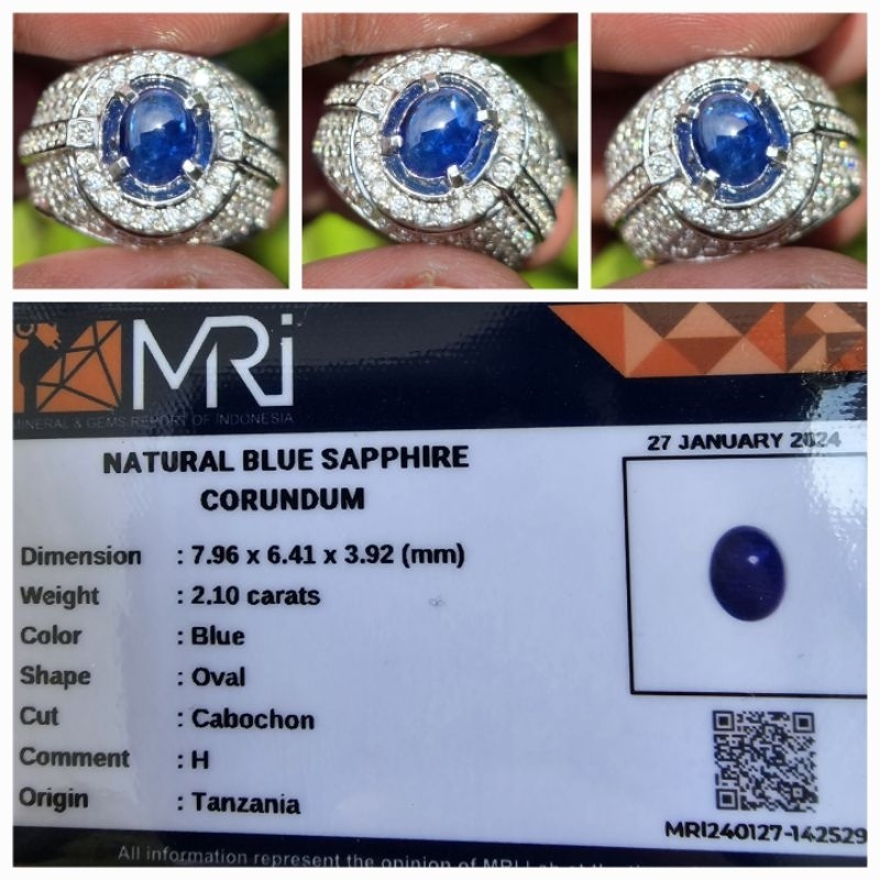 Natural Blue Sapphire Tanzania Memo 2.10 crt