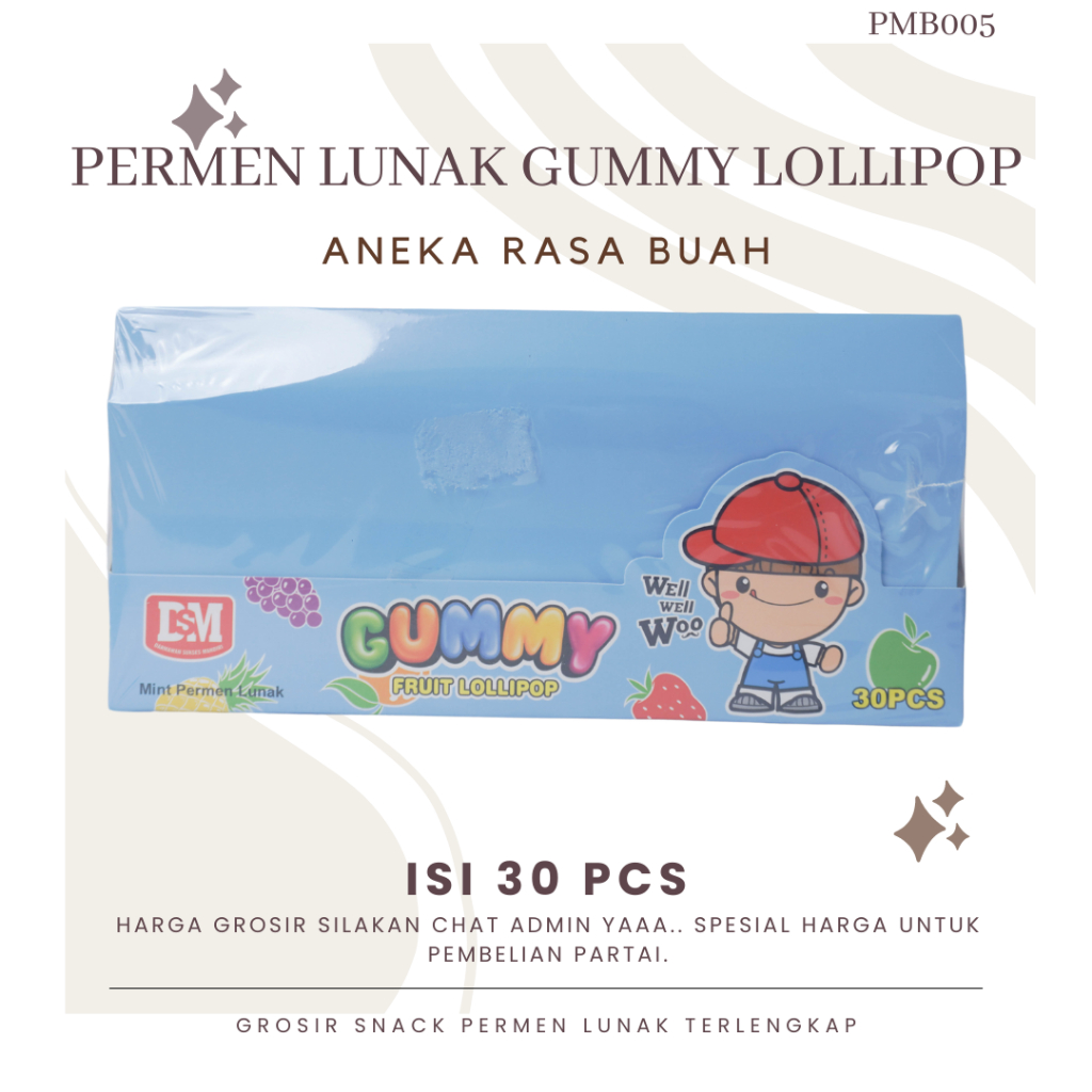 

Permen Lunak Gummy Lollipop Aneka Permen Import Viral Isi 30 Pcs Per Box