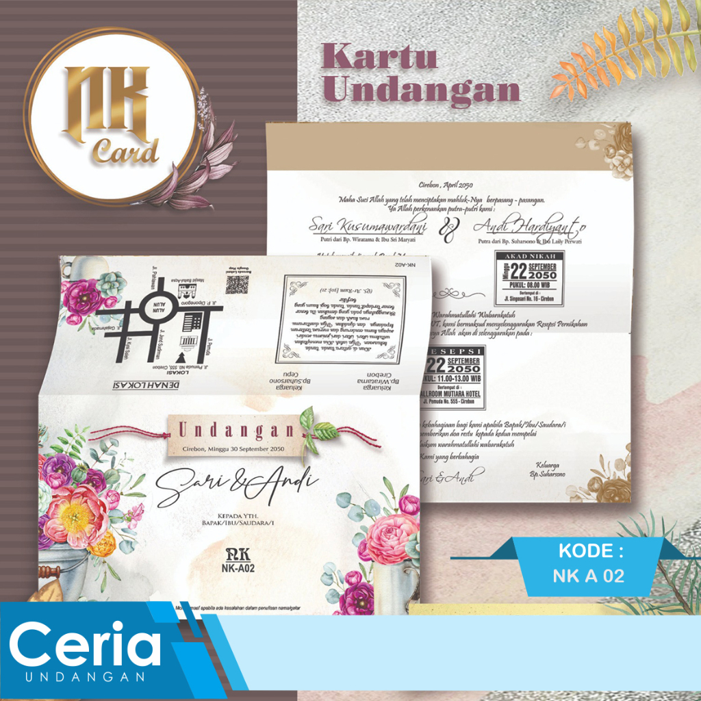Blangko Kartu Undangan Pernikahan NK Card Seri NK A 02 Harga Termurah