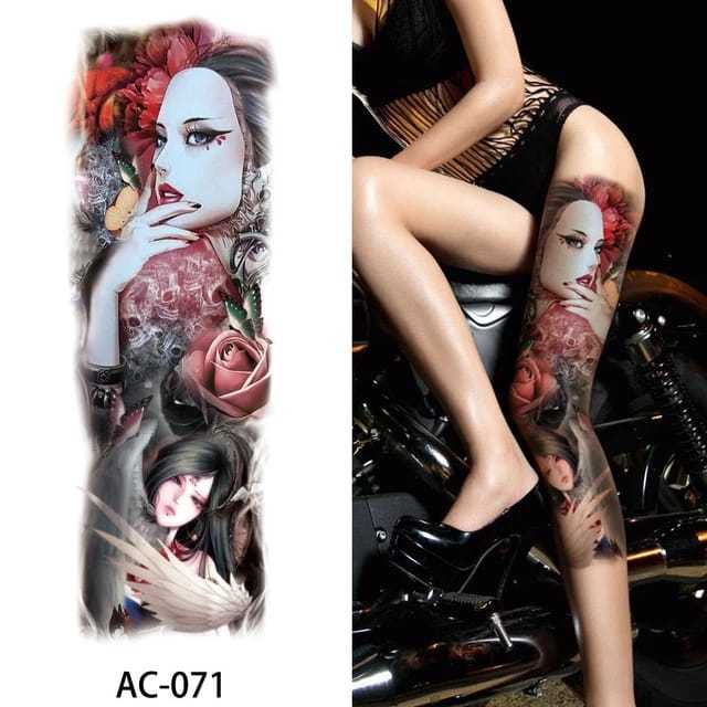 Tato Temporer Tatto Temporary Sementara Ukuran Panjang Besar Tahan Air Bunga Wanita Mawar AC-071