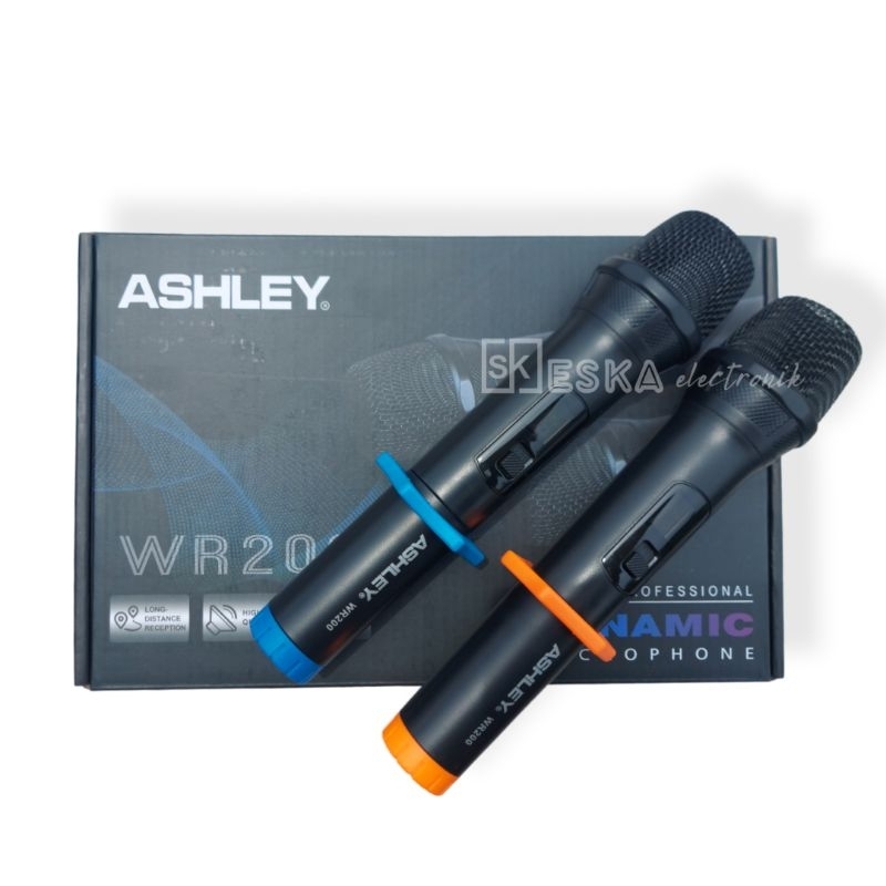 Mic wirelles Ashley WR 200 Mik tanpa kabel Mik wirelles isi 2 pcs bonus gelangan mic