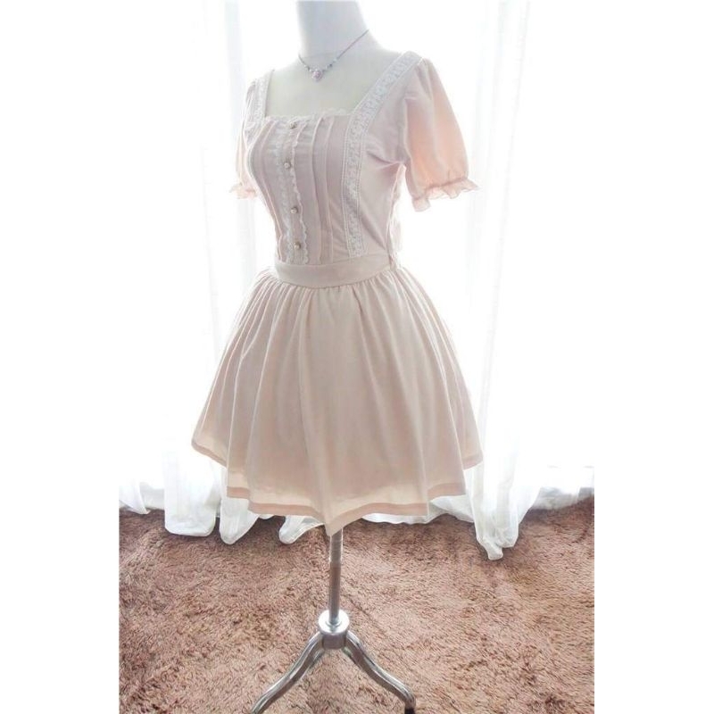 Dress LisLisa kawai polos renda kancing