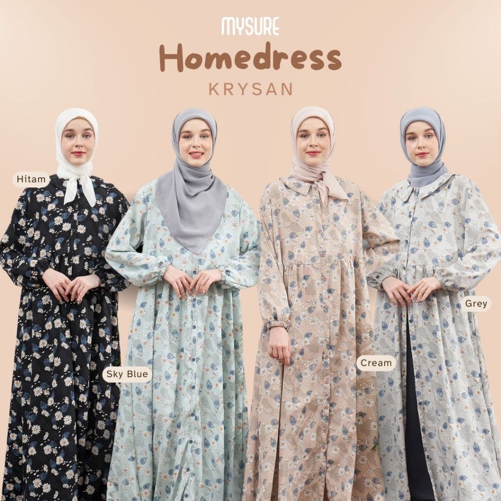 MYSURE Homedress Krysan Dress Gamis Busui Friendly Bahan Crinkle Motif Premium