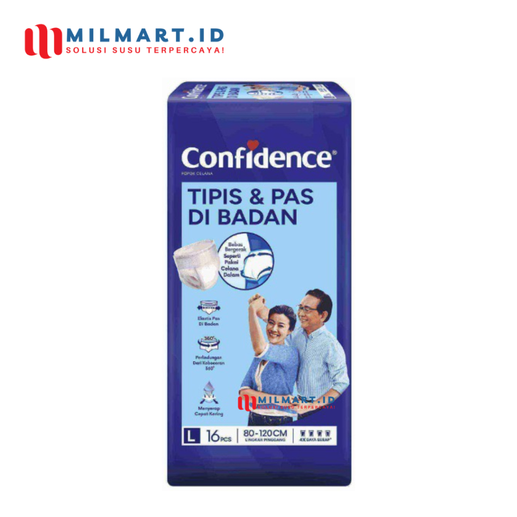 CONFIDENCE PANTS TIPIS & PAS DI BADAN L 16 POPOK CELANA DEWASA PREMIUM PAMPERS DEWASA