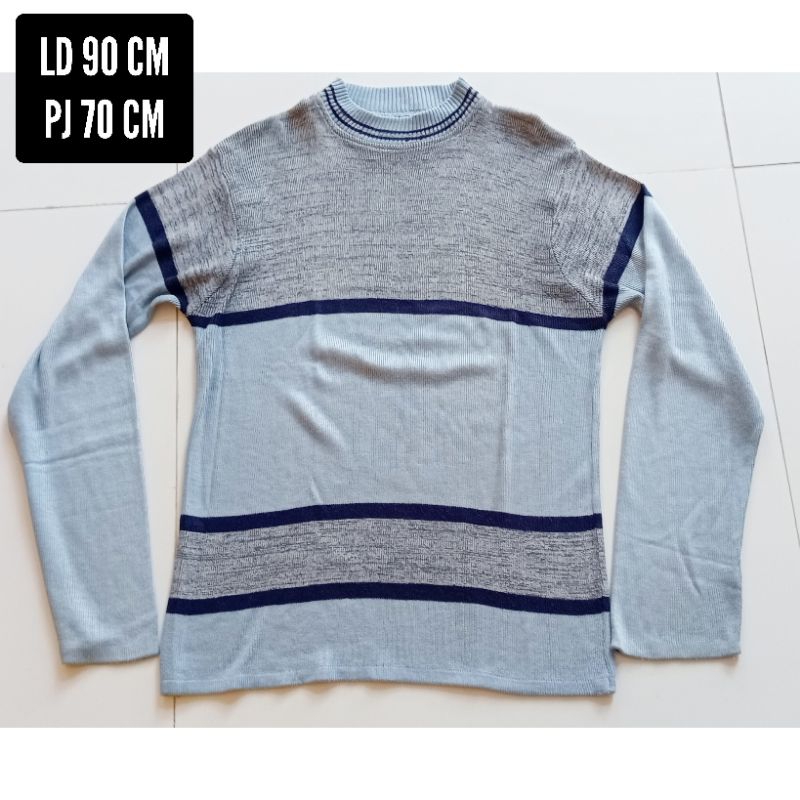 Sweater wanita rajut lengan panjang kaos rajut stripe wanita lengan panjang