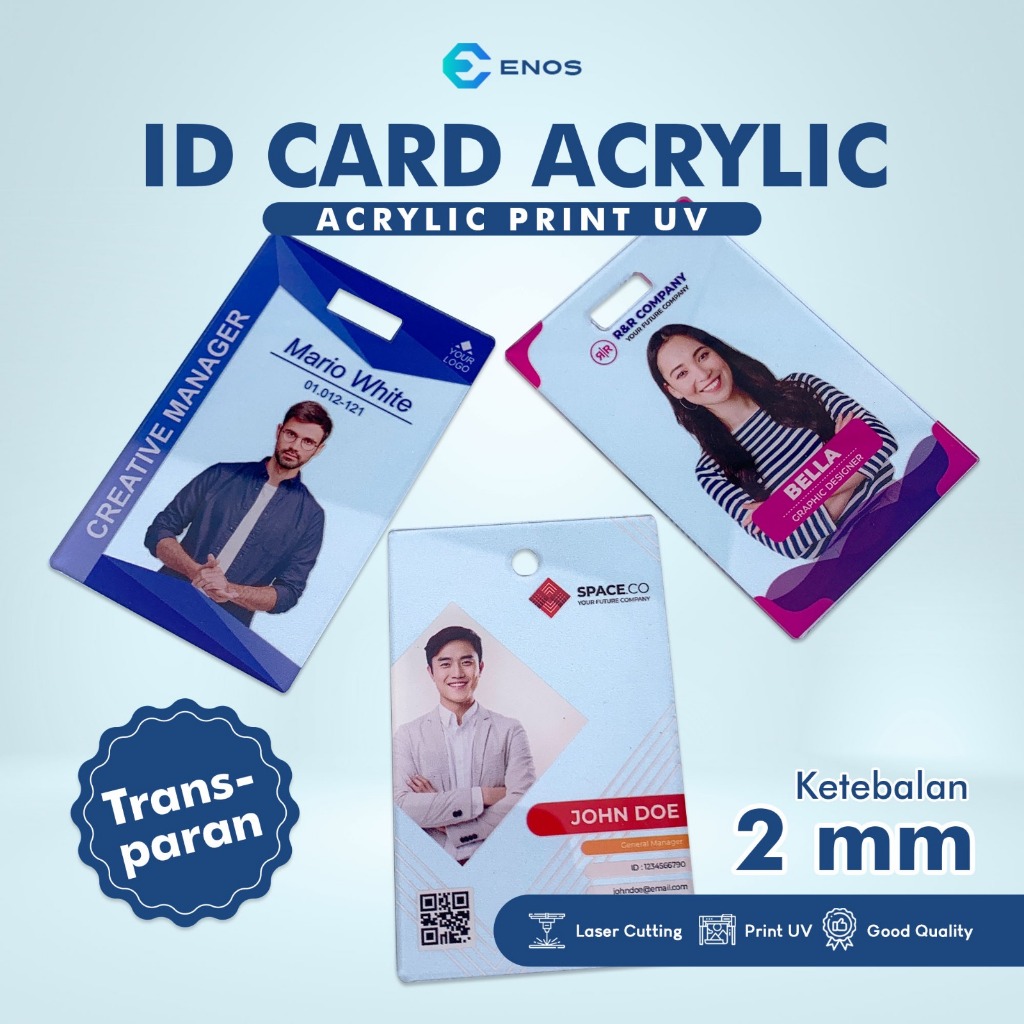 

ID CARD CUSTOM AKRILIK TRANSPARANT / REQUEST SESUKAMU / BAHAN ACRYLIC PRINT UV ANTI AIR