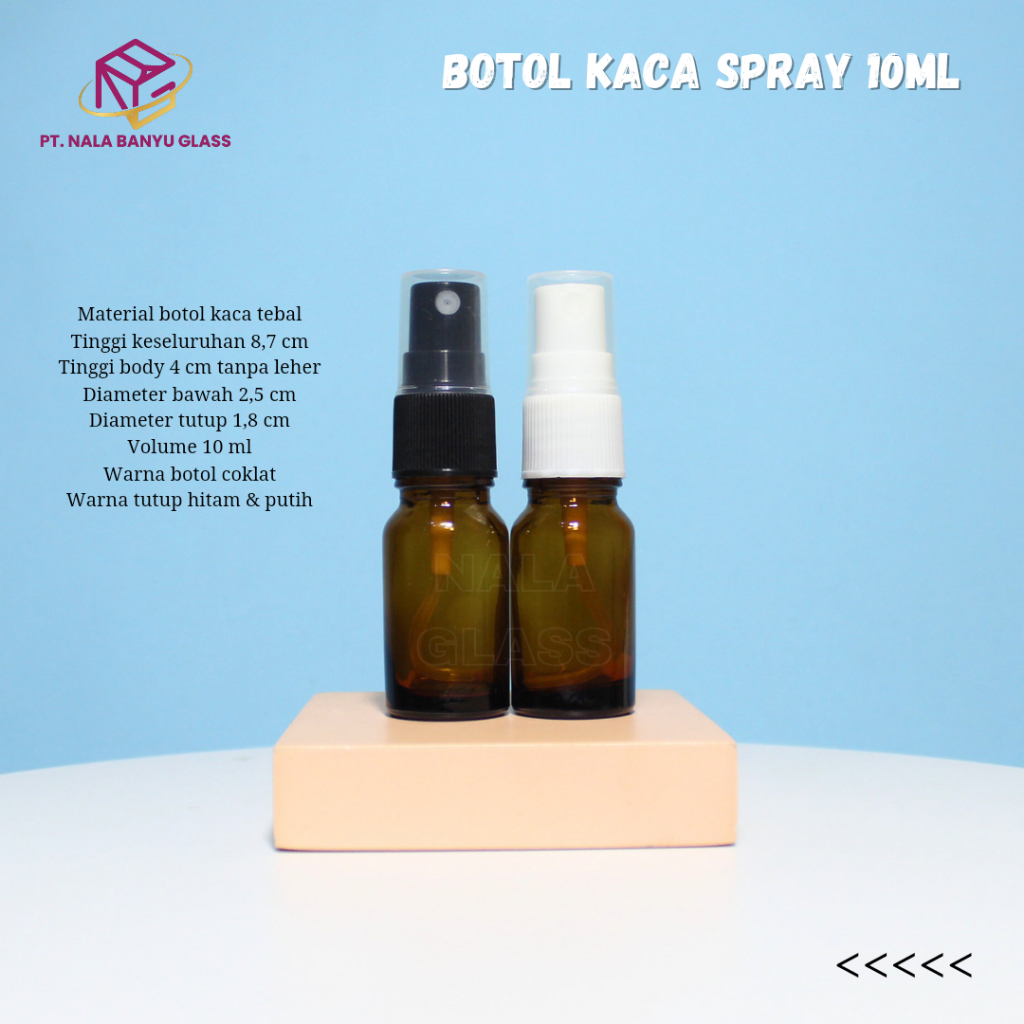 botol spray 10ml kaca tebal coklat / amber / botol kaca 10ml tutup spray