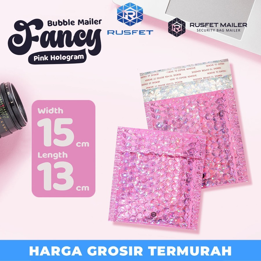 

AMPLOP BUBBLE MURAH|BUBBLE MAILER|BUBBLE PACKING PINK HOLOGRAM 15X13