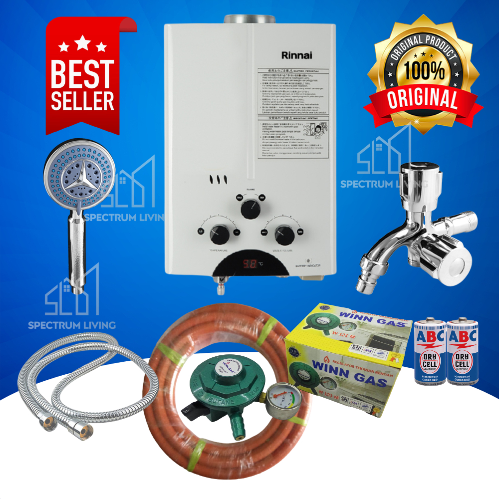 Paket Lengkap Water Heater Pemanas Air Kamar Mandi Gas Rinnai