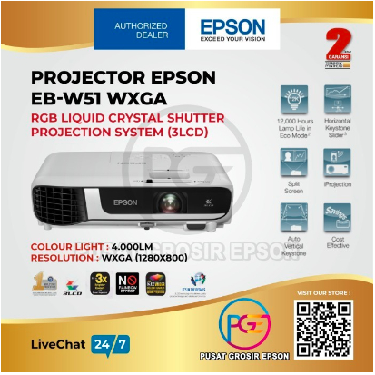 PROJEKTOR EPSON EB-W51 EBW51 EB W51 ( Pengganti EB - W41 )