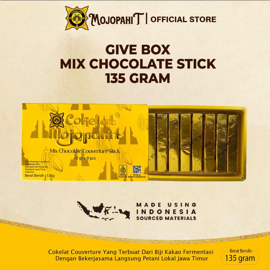 

Cokelat Mojopahit | Mix Chocolate Couverture | Big Giftbox 15 gr x 9 pcs | Cokelat Couverture