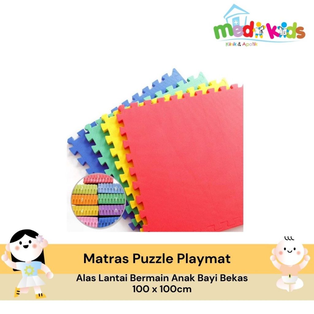 Matras Puzzle Playmat Alas Lantai Bermain Anak Bayi Bekas Preloved - 100cm x 100cm Evamat 100x100 tebal 3cm Matras Olahraga Beladiri