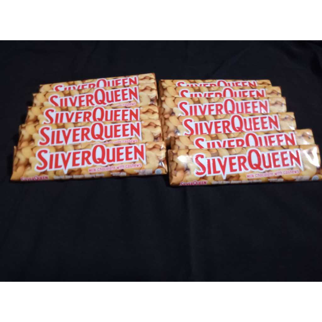 

Coklat silverqueen kemasan 58gr/62gr rasa almonds nut dan cashew nut 1BOX