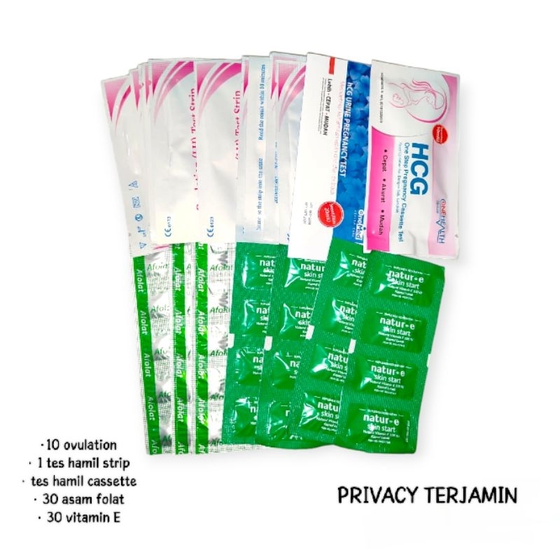 PAKET PROMIL 30 HARI (Ovulation LH Test, Tes Hamil, Natur E, Afolat)
