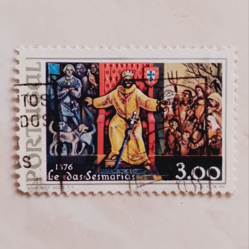 

(AD) Perangko Portugal 1976 6th centenary of the Act Sesmarias - King Ferdinand 1 3 escudo Used