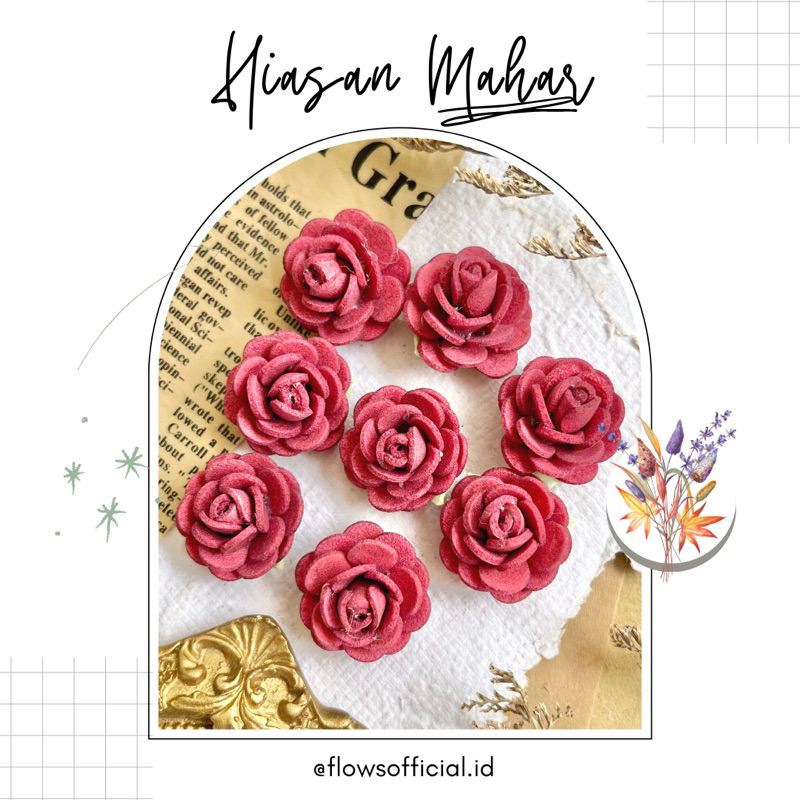BUNGA MAWAR SPON MINI HIASAN MAHAR / ROSE SPONS MINI