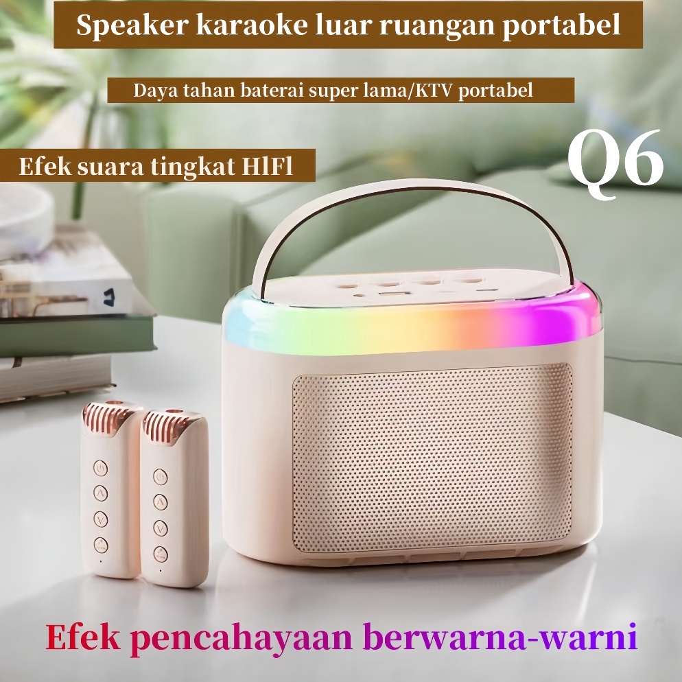 ART G79R COD Q6 Speaker bluetooth 2Mic 1 set karaoke speaker ktv Cute Wireless Lucu Portabel Luar Ru