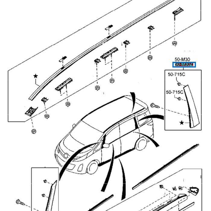 Garnish Pintu Belakang Mazda Biante Rear Door KIRI