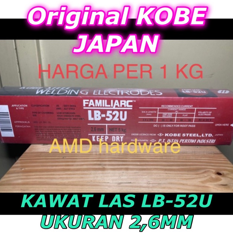 Telah Hadir KAWAT LAS MMA 26  32 mm LB52U KOBE WELDING ELECTRODE Harga per 1KG Stick Batangan Kobelc