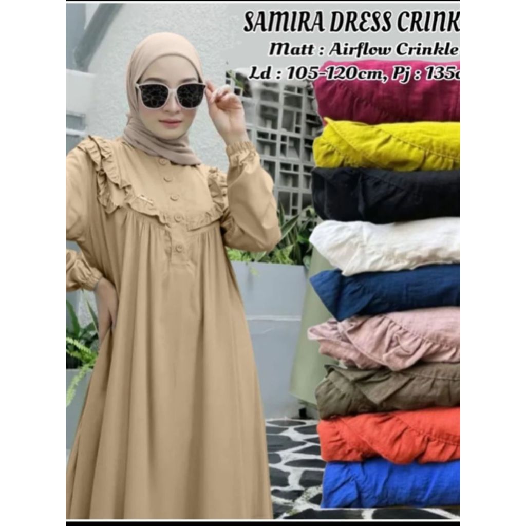 Fashion Muslim | Gamis SHAMIRA Crinkle airflow premium dress maxy muslimah gaun pesta lebaran mewah 