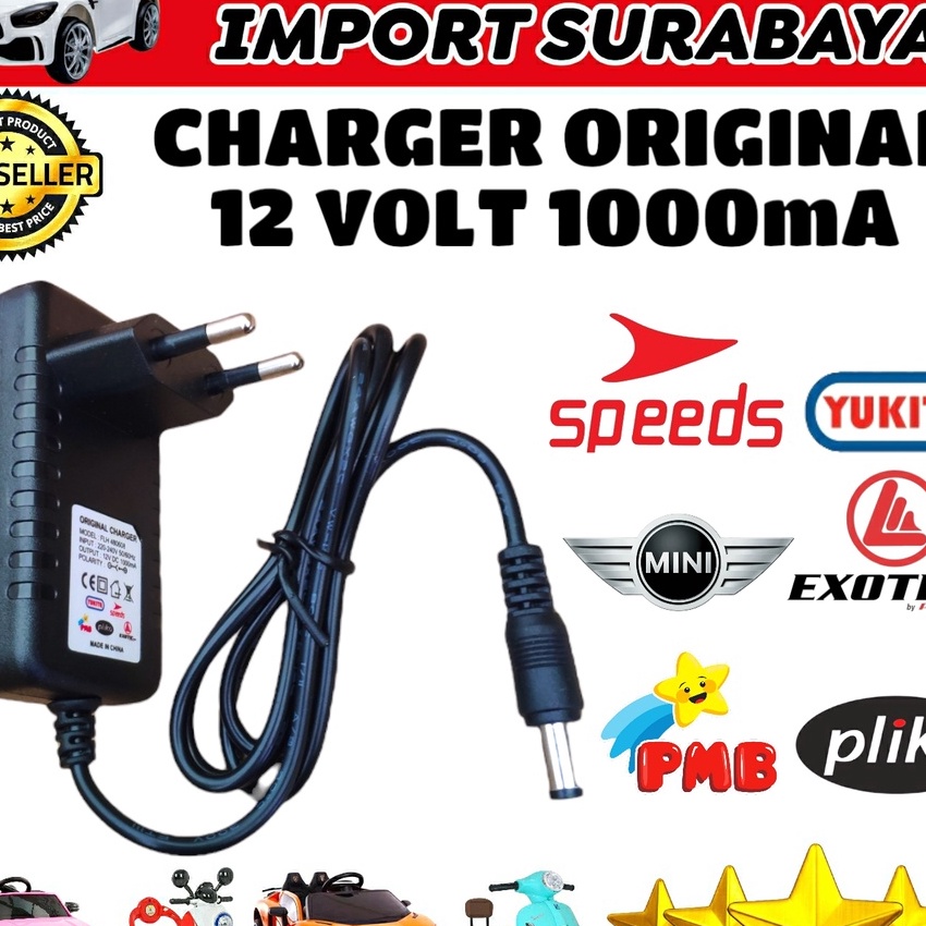 KI3 ORIGINAL CHARGER PLIKO ADAPTOR MOBIL MAINAN AKI CHARGE MOBILAN ANAK MOTOR 6 VOLT AUTO CUT 12 VOL
