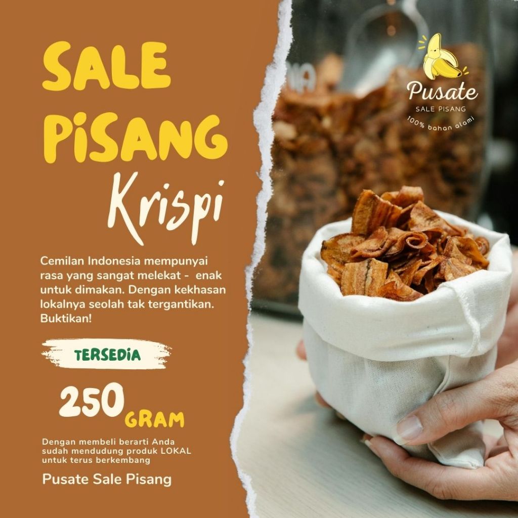 

SALE PISANG SUPER KRISPI 250 Gram MANIS RENYAH GURIH KHAS CILACAP BERCAHAYA
