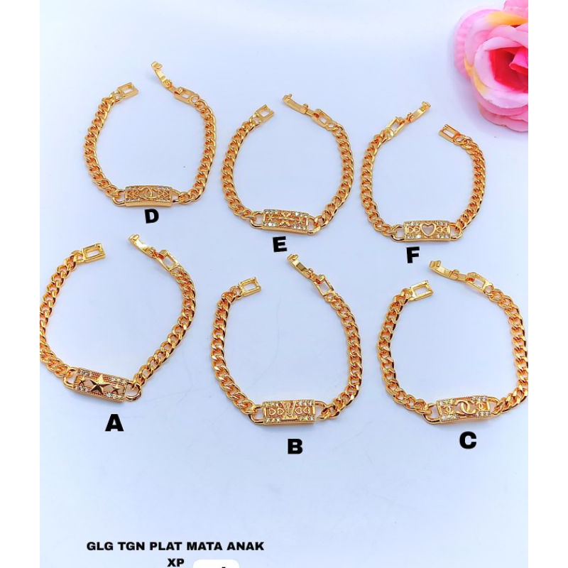 Gelang Xuping Anak Lapis Emas 23K Model Rantai Plat .