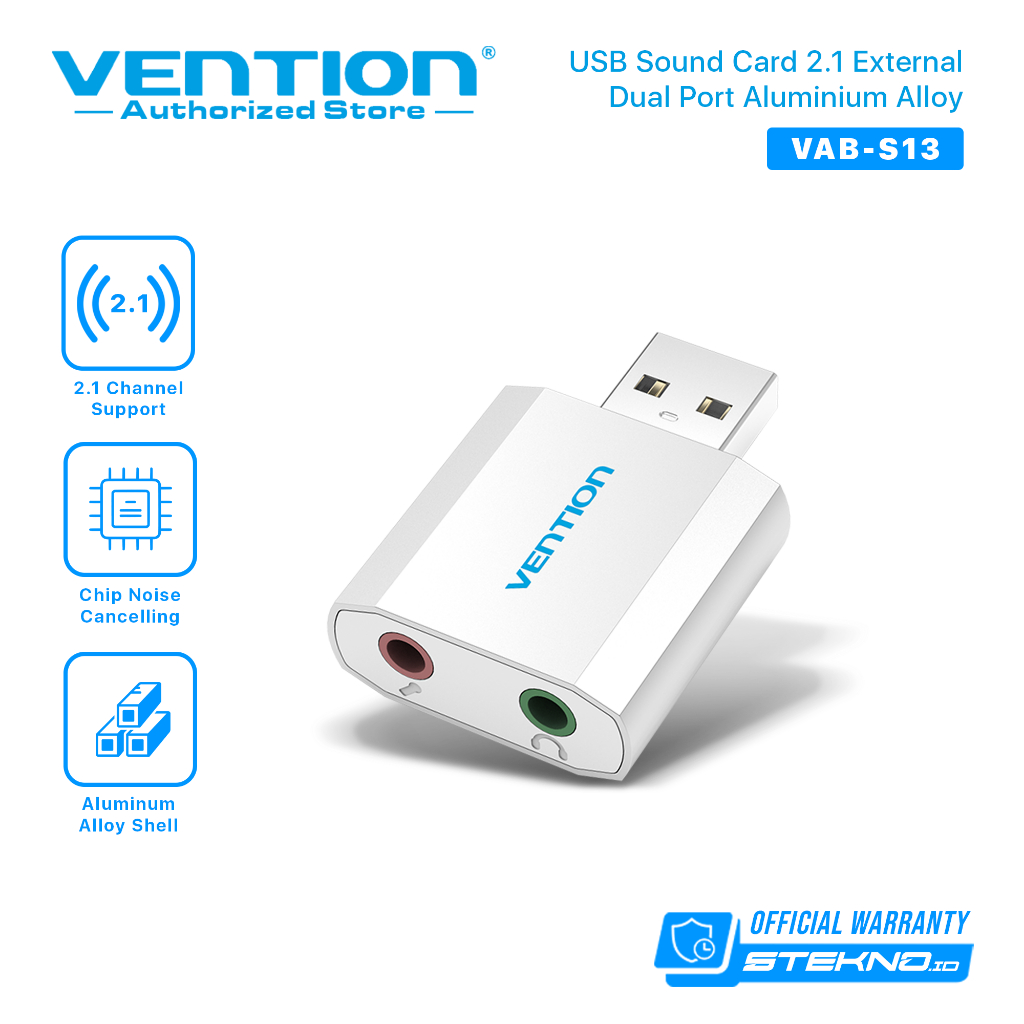 Vention USB Sound Card 2.1 Audio Mic External Dual Port Aluminium Alloy Shell