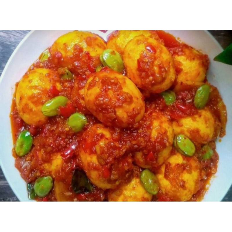 

TELUR BALADO EXTRA PETE ISI 4 BUTIR TELUR AYAM PEDAS GURIH NIKMAT BERKUALITAS