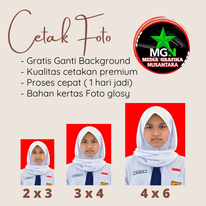 CETAK PAS FOTO UKURAN 2X3/3X4/4X6 CETAK FOTO EDIT BACKGROUND FOTO LAMARAN KERJA FOTO FORMAL CETAK FO