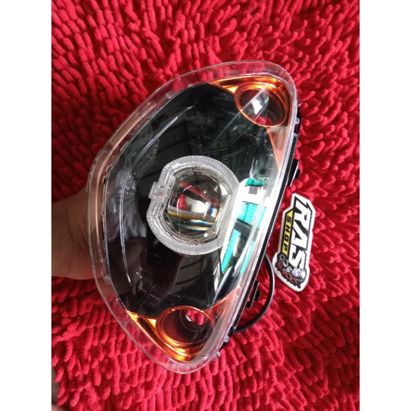 mio sporty reflektor lampu depan mio sporty custom smoke+biled mini IBRIGHT+Shroud satu lensa 1,8inc