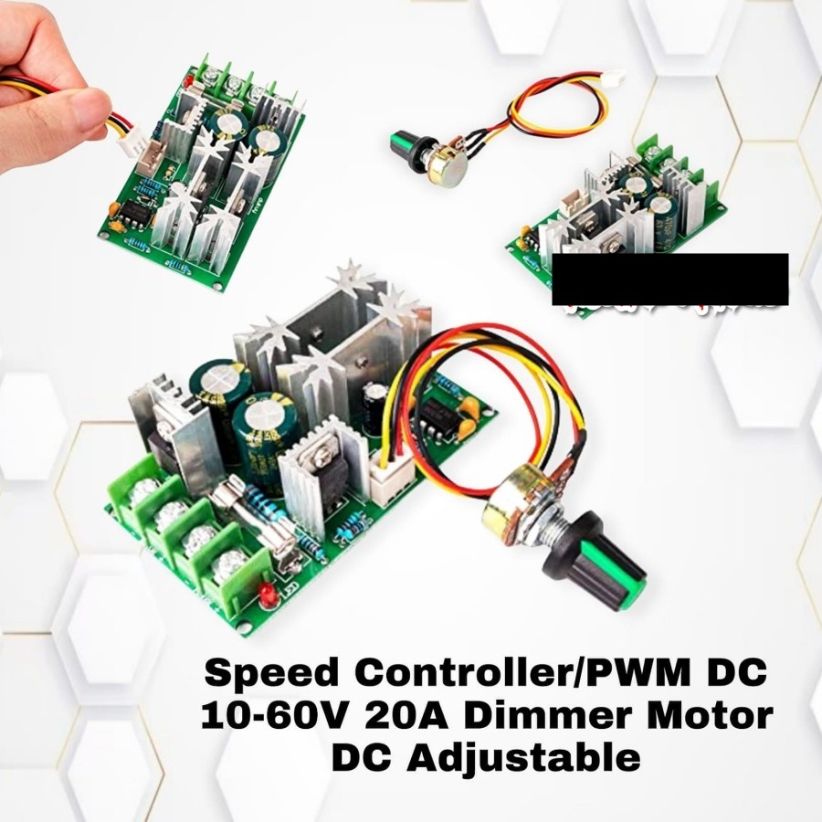 Speed Controller PWM DC 10-60V 20A Dimmer Motor DC