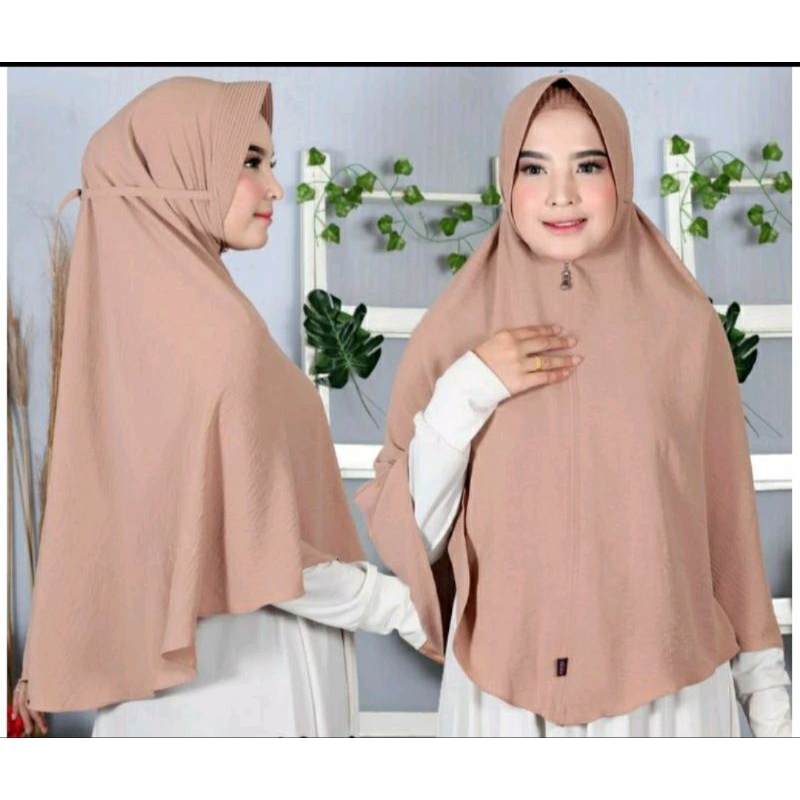 Bergo Maryam Crinkle  Pet Tali Size XL .Jilbab,Hijab Crinkle Size XL