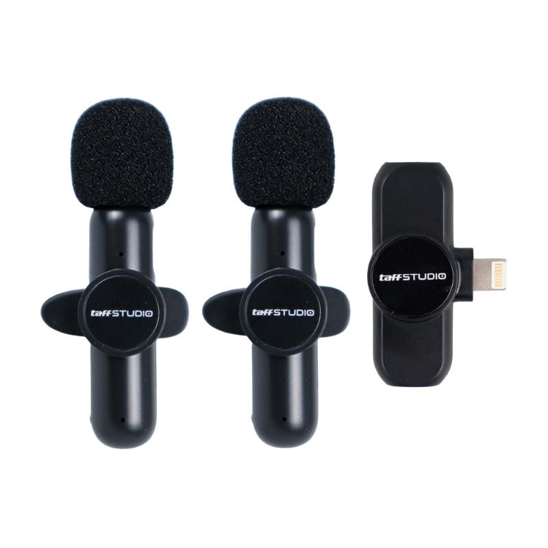 TaffSTUDIO Wireless Lavalier Microphone Vlogger Lightning 2 Mic 2.4GHz Perangkat Apple