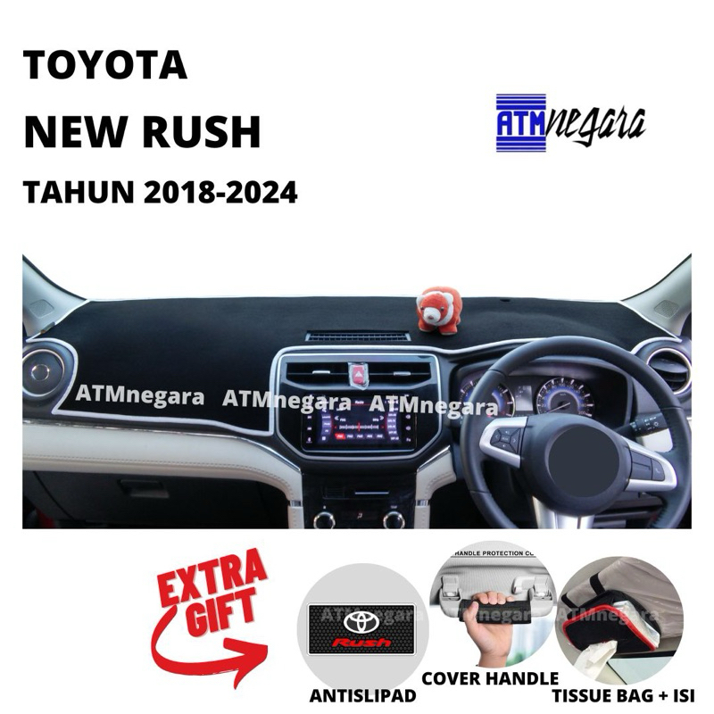 Cover Dashboard Premium New Rush Tahun 2018-2025 Aksesoris Alas Pelindung Dasbor Mobil