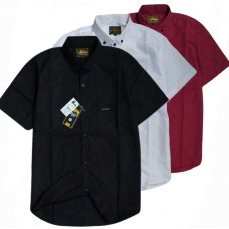 Baju Kemeja Pria Polos Lengan Pendek Slimfit Hem Cowok Dewasa Distro