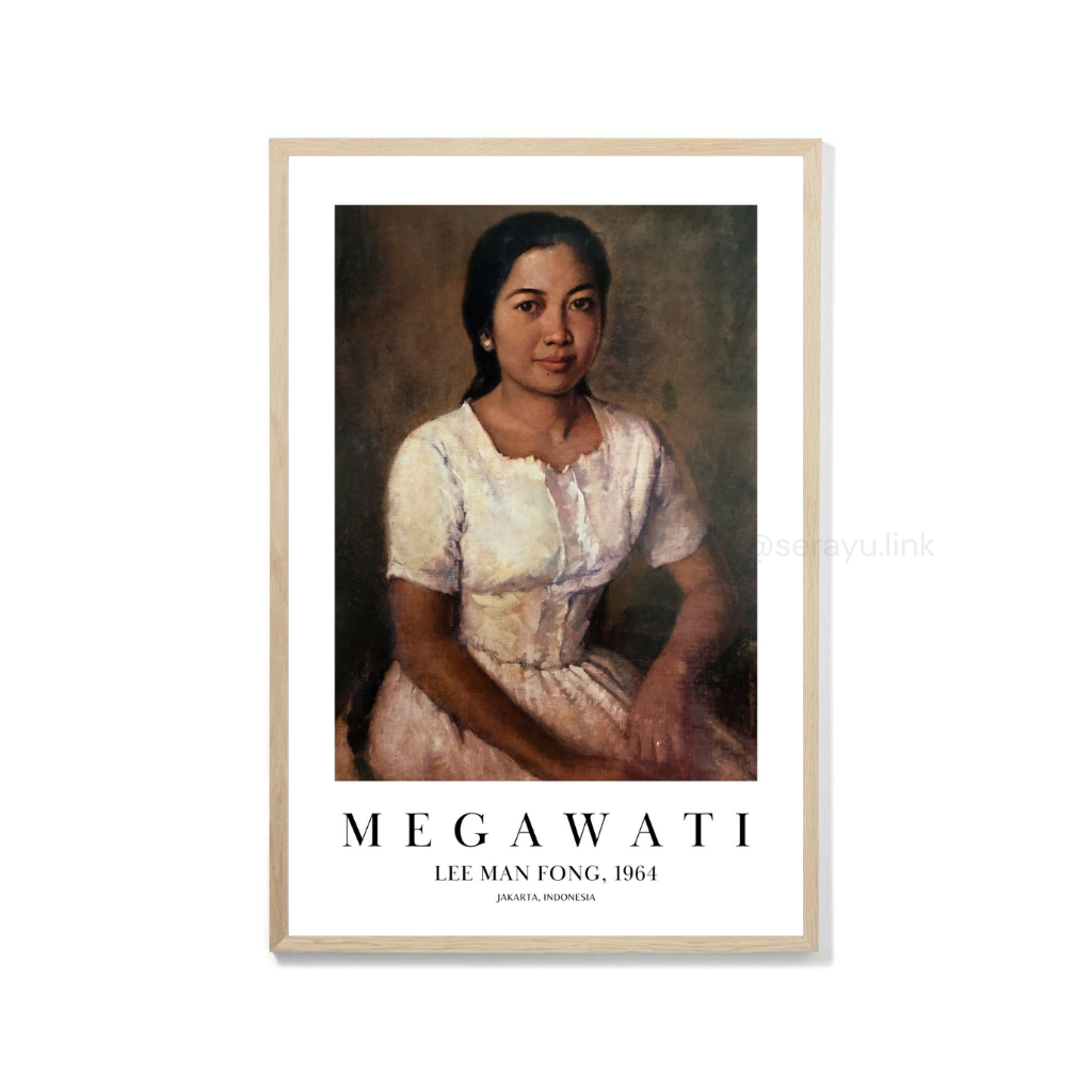 Lukisan Cetak "Megawati - Lee Man Fong" Art Print Poster Exhibition Plus Bingkai Kayu