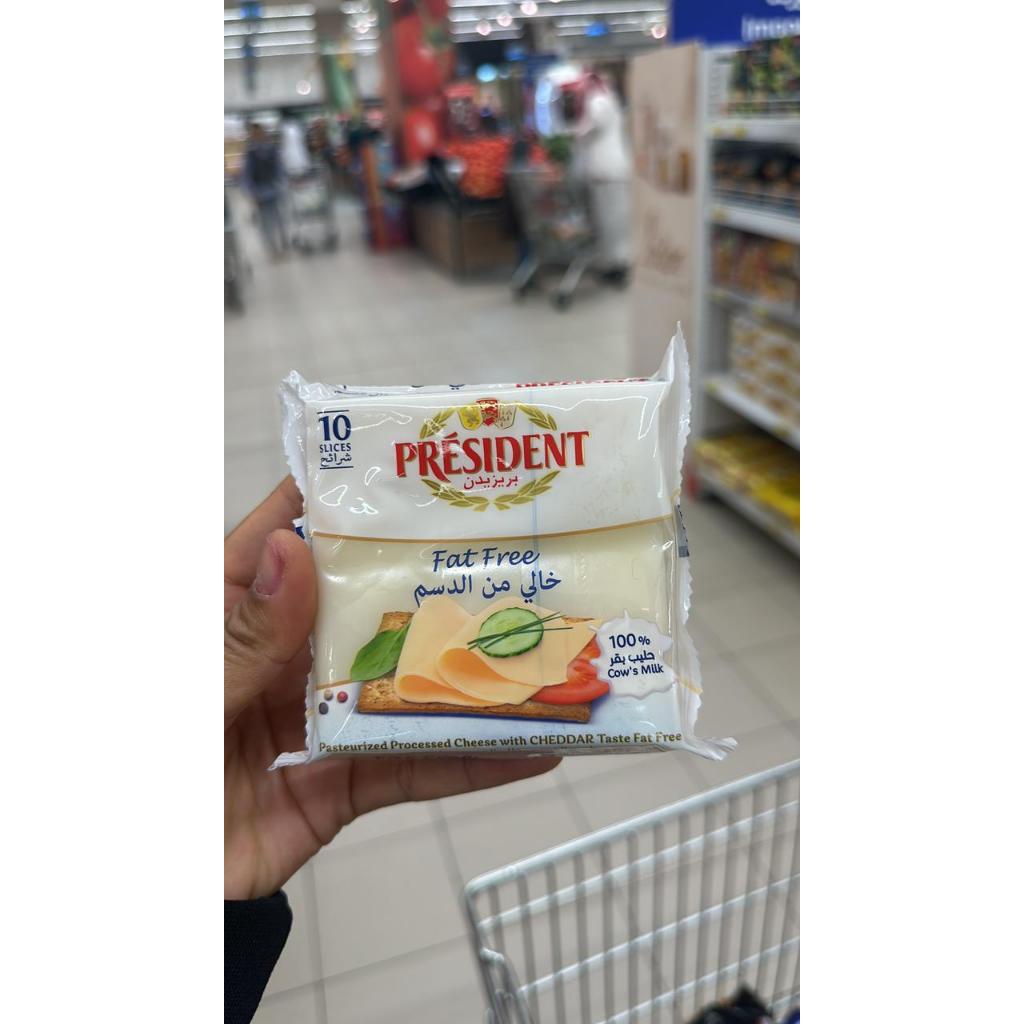 

President zero fat pasteurized processed cheddar cheese (10 slices) 200g