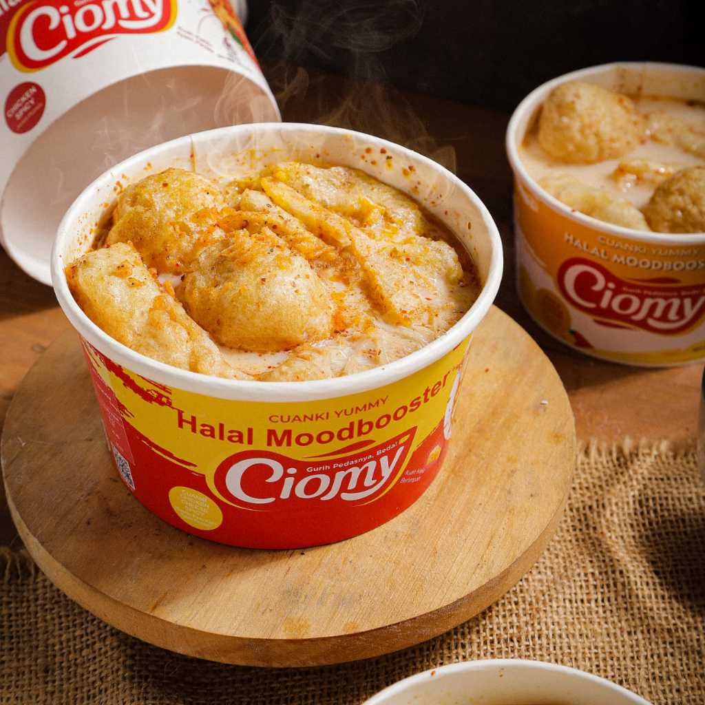 

CIOMY Cuanki Instan Non MSG Chicken Cheese Cup Spicy Reguler Lite Tahu Lidah Kering Besar kecil viral rasa Kari suir ayam