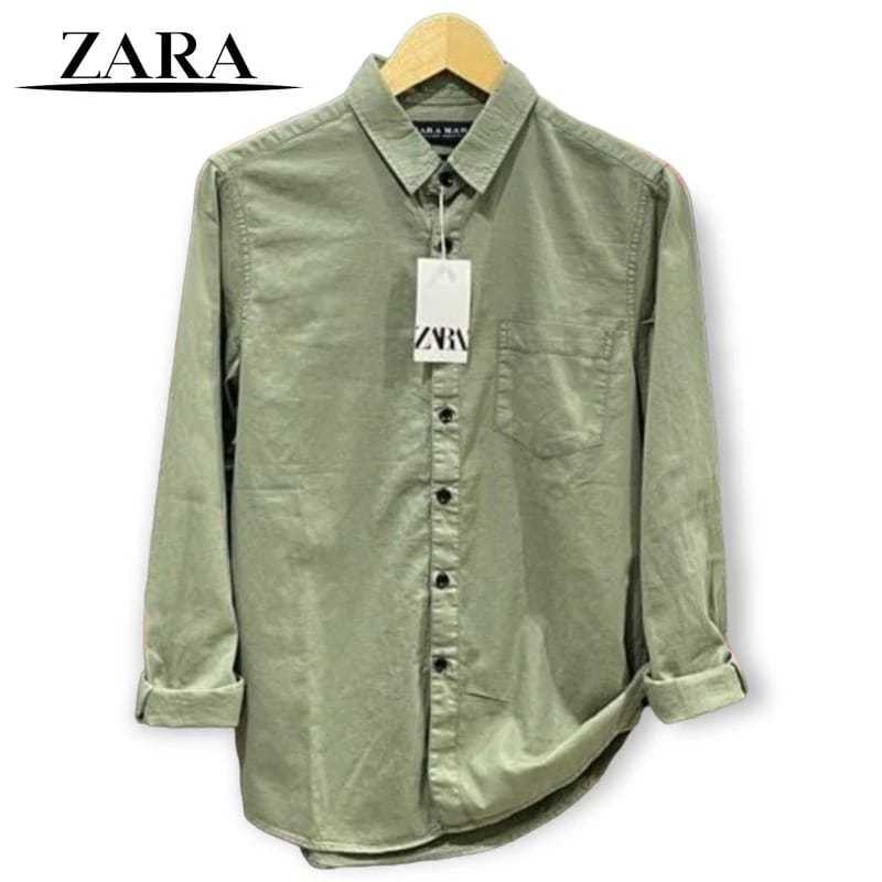 Kemeja Panjang Zara Man Polos Pria - Kemeja Casual - Kemeja Army Panjang